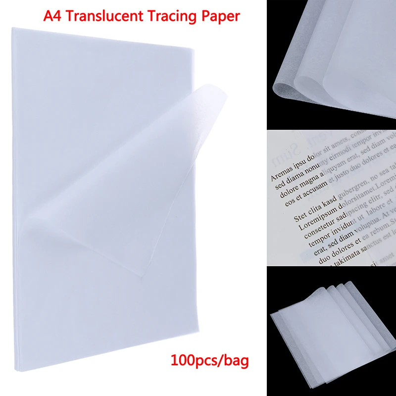  100 шт. A4 Полупрозрачная калька Копия Трансферная бумага для рисования Бумага для серной кислоты для инженерного чертежа / печати