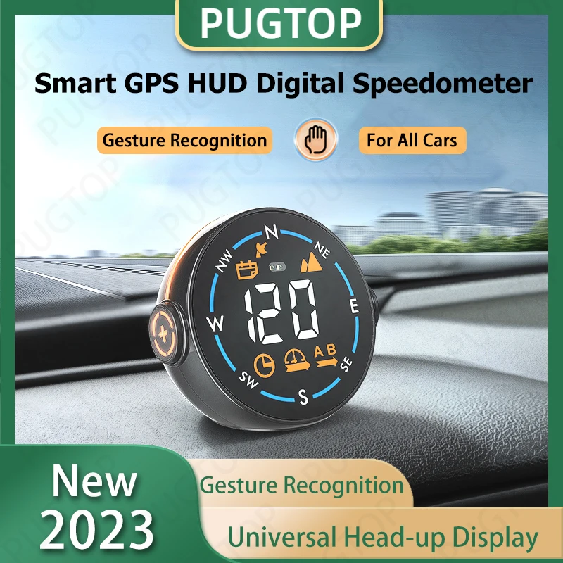 2023 Интеллектуальный GPS HUD Датчик скорости Дисплей Интеллектуальное распознавание жестов Часы Высота Окружающий свет Проекционный дисплей для всех автомобилей