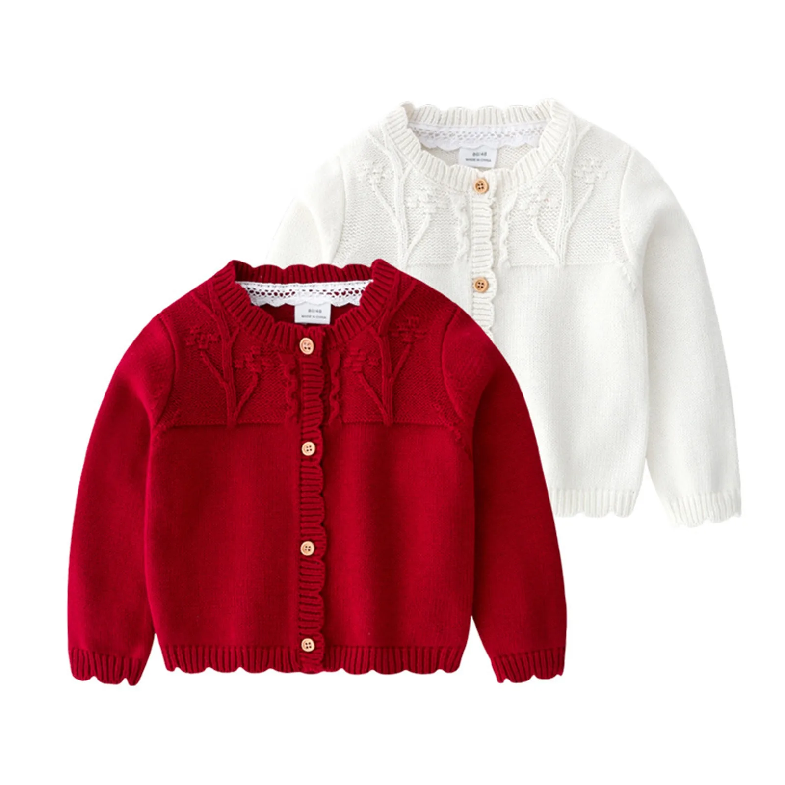 2023 Трикотажный хлопок Теплые свитера для девочек Детская одежда Детский трикотаж Зимние кардиганы Топы Свитер для малышей Детская одежда