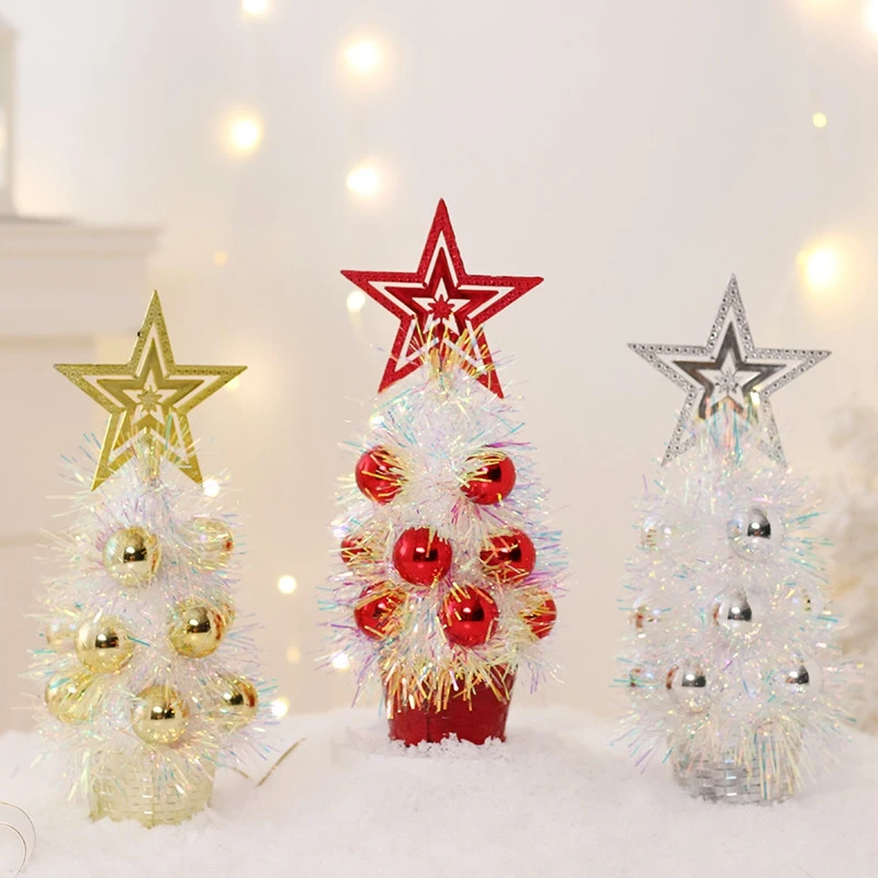 3Piece Artificiales Miniture Decoration Настольный топпер Настольная елка с маленькими рождественскими елочными украшениями