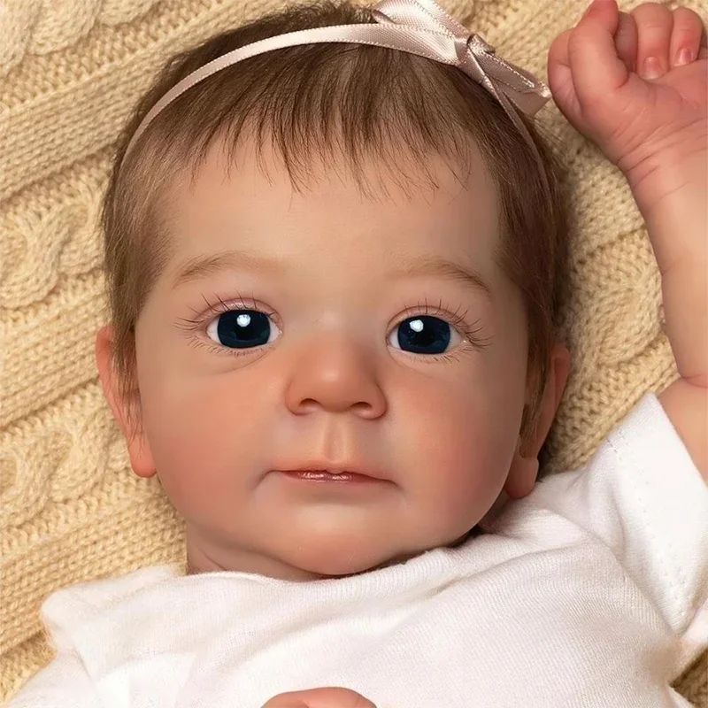 45 см Готовые куклы Reborn Baby Dolls Felicia Ткань Тело Волосы с ручным корнем 3D Кожа Видимые вены для девочек Подарок