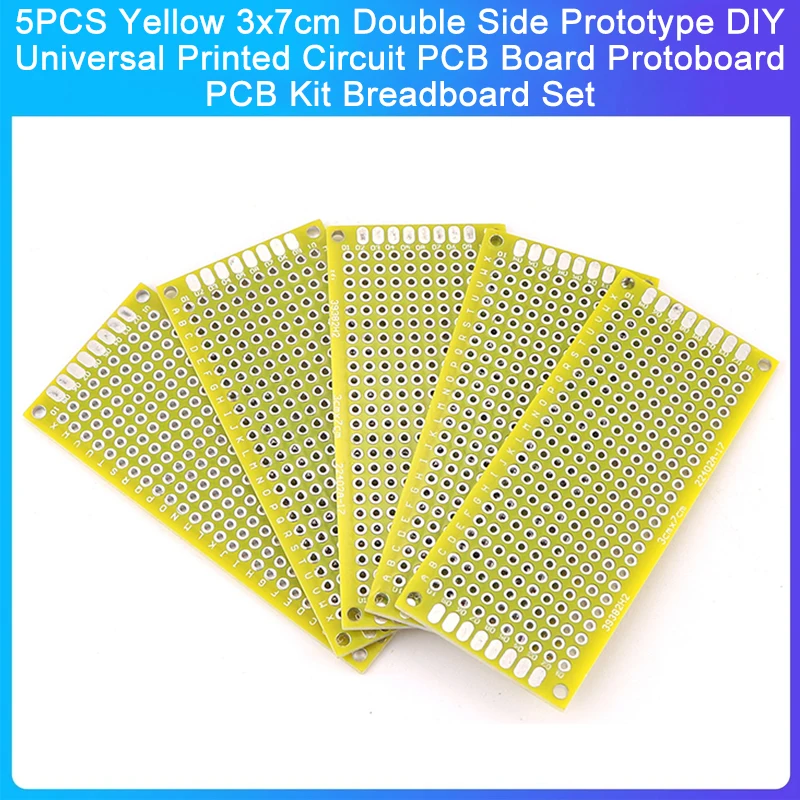 5 шт. Желтый 3x7 см Двусторонний прототип DIY Универсальная печатная плата Печатная плата Protoboard PCB Набор