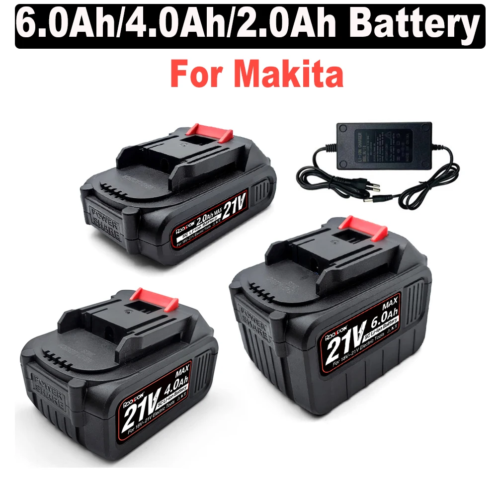 6,0 Ач 4,0 Ач 2,0 Ач Литиевая аккумуляторная батарея для Makita Для аккумуляторного автомобиля Полировщик Водяной пистолет Угловая шлифовальная машина Аккумуляторы для электроинструмента