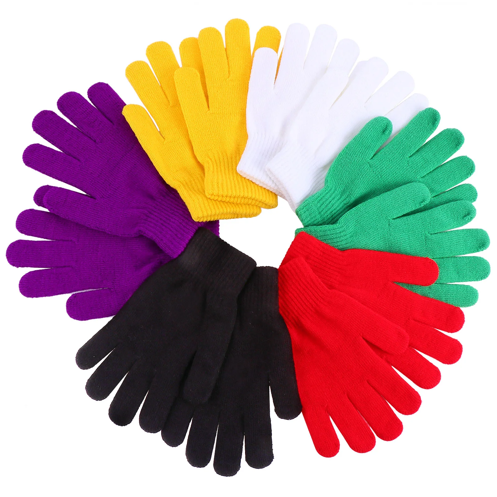6 пар трикотажных перчаток на весь палец утолщенные однотонные перчатки зимние теплые перчатки