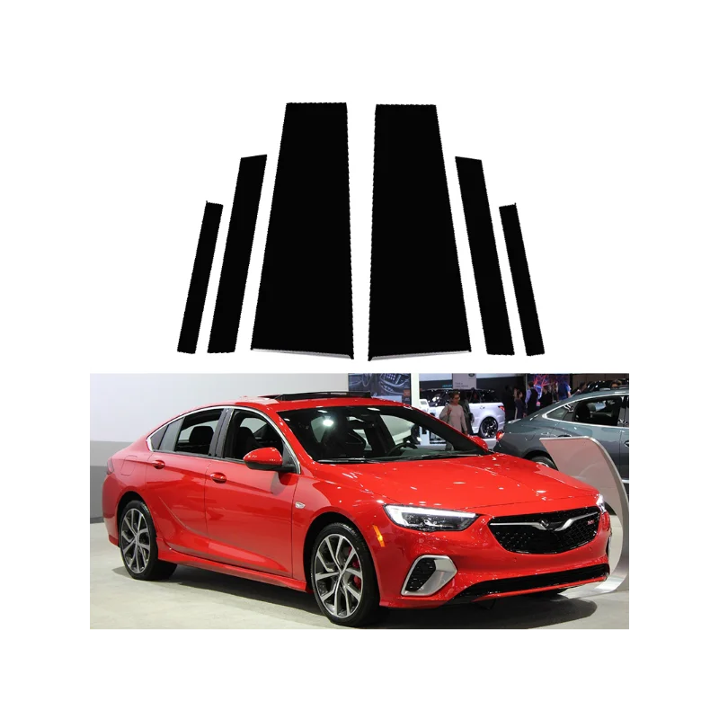 6 шт. Автомобильные стойки для Vauxhall Insignia / Buick Regal / Holden Commodore 2018-2020 Наклейки на отделку дверного стекла Глянцевое пианино Черный