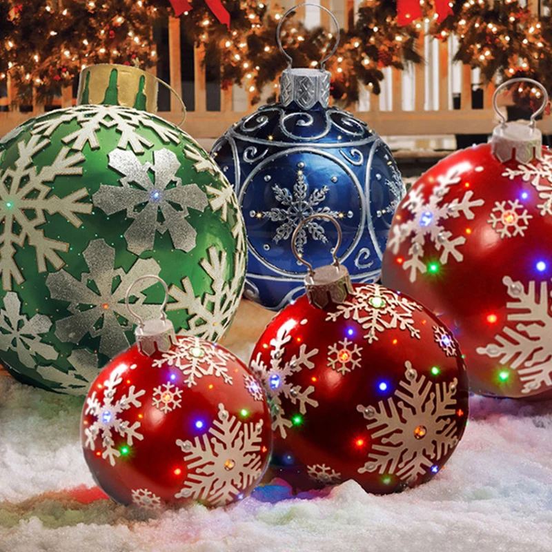 60 см На открытом воздухе Рождественский надувной шар для украшения ПВХ Гигантский большой большой шар Рождественская елка Decorat Игрушечный мяч без света надувная игрушка
