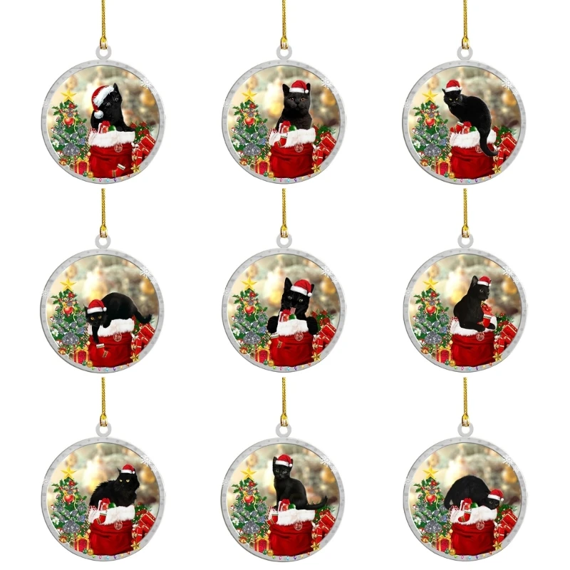9 шт. акриловые украшения для рождественской елки с кошкой длярождественских подвесок для подвесного декора акрил