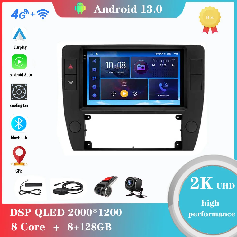 Android 12.0 для Volkswagen Passat B5 2000 - 2005 Мультимедийный плеер Авто Радио GPS Carplay Bluetooth 4G WiFi DSP