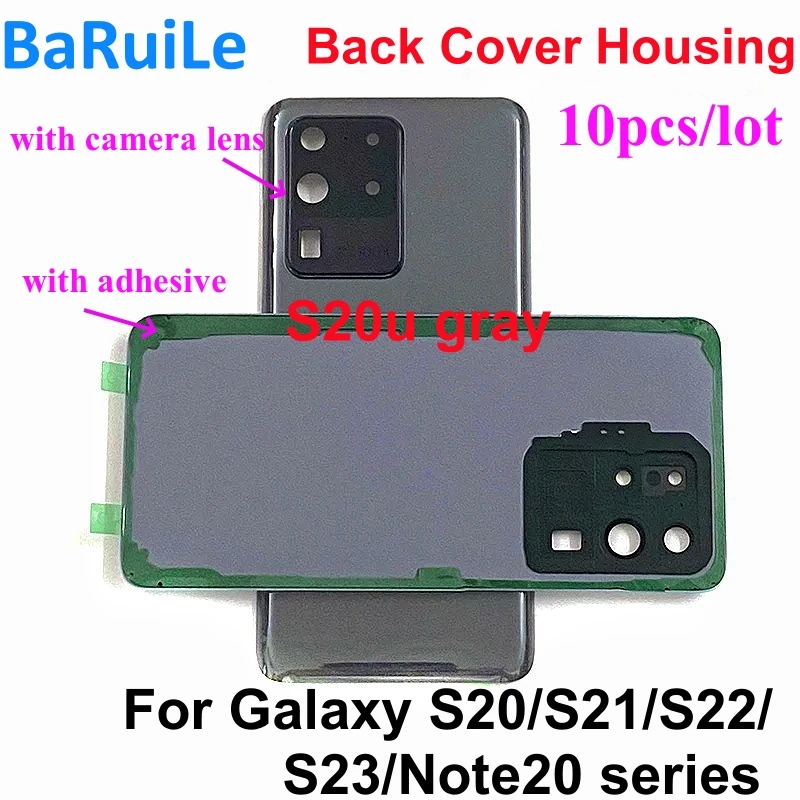 BaRuiLe 10 шт. Замена заднего стекла для Samsung Galaxy Note 20 S20 S21 S22 S23 Ultra S21u Note20u Крышка аккумуляторного отсека Дверной корпус