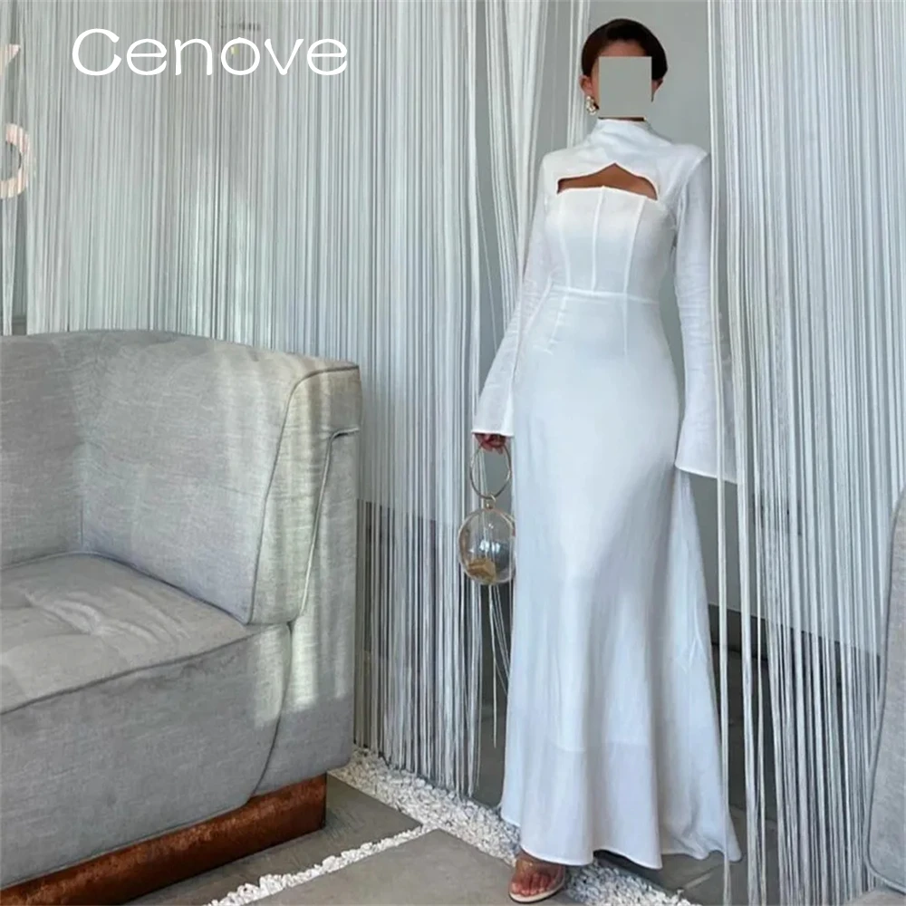 Cenove Вырез на шее выпускного платья с длинными рукавами и длиной до щиколотки Вечернее элегантное платье для вечерней вечеринки для женщин 2023