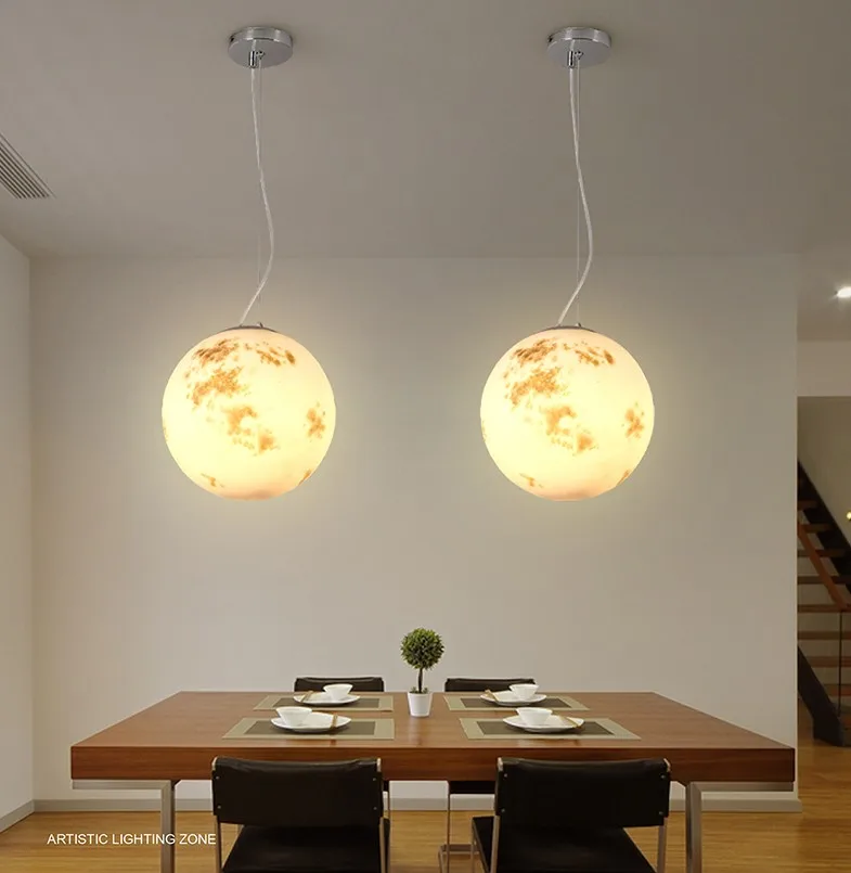 Creative Moon Pendant Lamp Современная светодиодная подвесная лампа для спальни, гостиной, сада, прихожей, декора, Nordic Planet, подвесной светильник