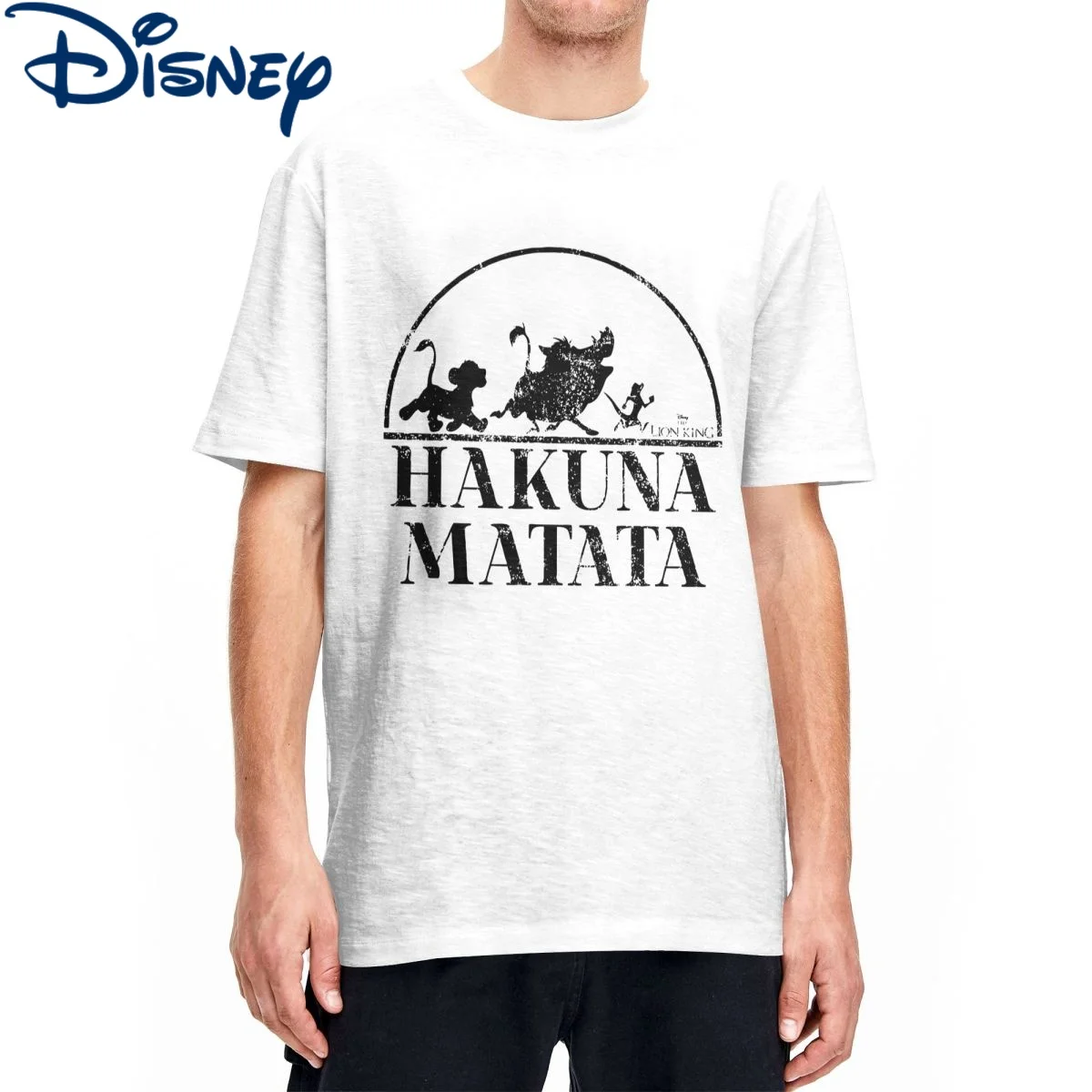 Disney Король Лев для мужчин Женщины Футболка Hakuna Matata Винтажные футболки с коротким рукавом Футболки с круглым вырезом Чистый хлопок 6XL Одежда