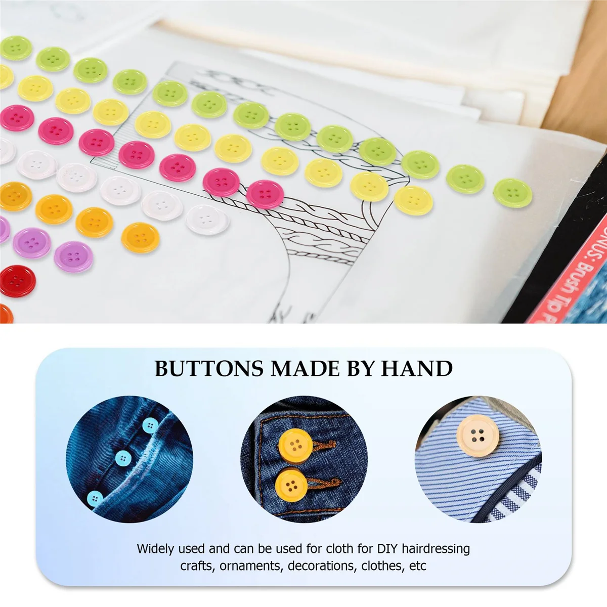 DIY случайного цвета Набор из 100 швейных пуговиц Поделка для детей Игрушки своими руками, пластик, случайный цвет, 20 мм