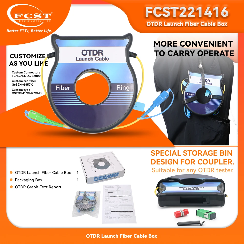 FCST Волоконно-оптический патч-корд Разъем SC / UPC-SC / APC 1 Клиометр G652D OS2 9/125 мкм Симплексный сердечник для теста оптической рефлектометрии