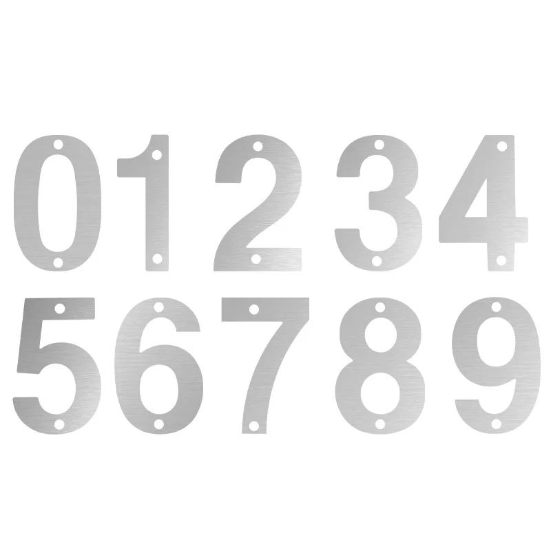 FuWell Нержавеющая сталь Цифровая дверная табличка с двойным отверстием для винтов Номер почтового ящика Идентификатор дома Металлическая этикетка 75 мм / 90 мм / 120 мм