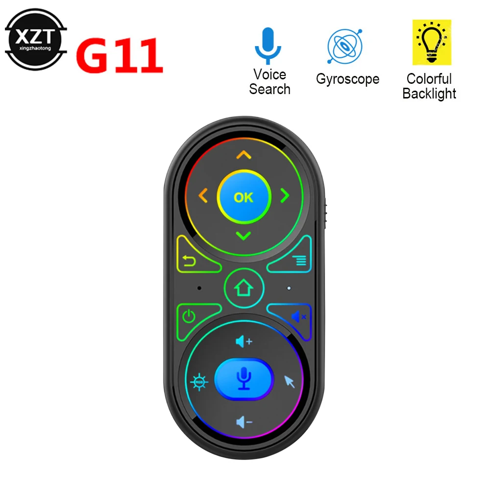 G11 Mini Air Mouse Универсальное интеллектуальное голосовое управление 2.4G RGB Подсветка Стерео Пульт дистанционного управления для X96 H96 MAX A95X F3 ТВ-приставка