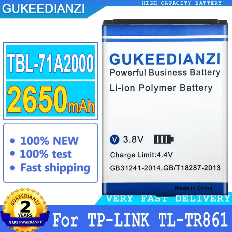GUKEEDIANZI Аккумулятор для TP-Link TL-TR861 2000L TL-TR761 M5250 M5350 M7000 M7200 M7300 4G LTE, 2650 мАч