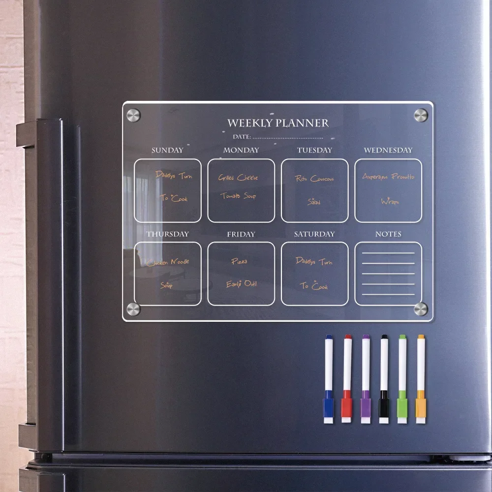 HD Магнитная наклейка на холодильник A3 A4 прозрачная акриловая доска объявлений для еженедельного планировщика Доска объявлений Холодильник Письмо Напомнить Доска объявлений