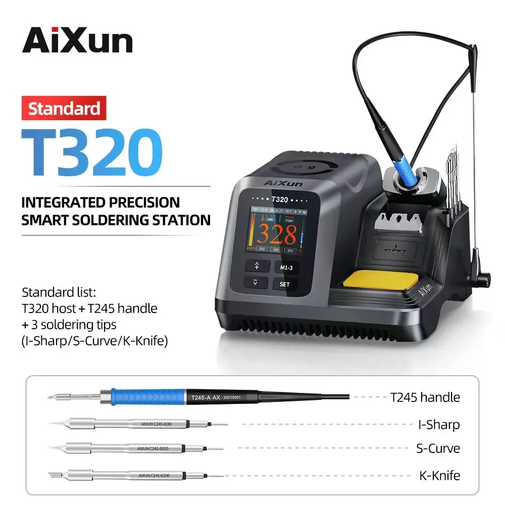 JC AIXUN T320 Прецизионная цифровая паяльная станция для инструментов для ремонта мобильных телефонов Электрический паяльник с наконечниками ручки T210 T245