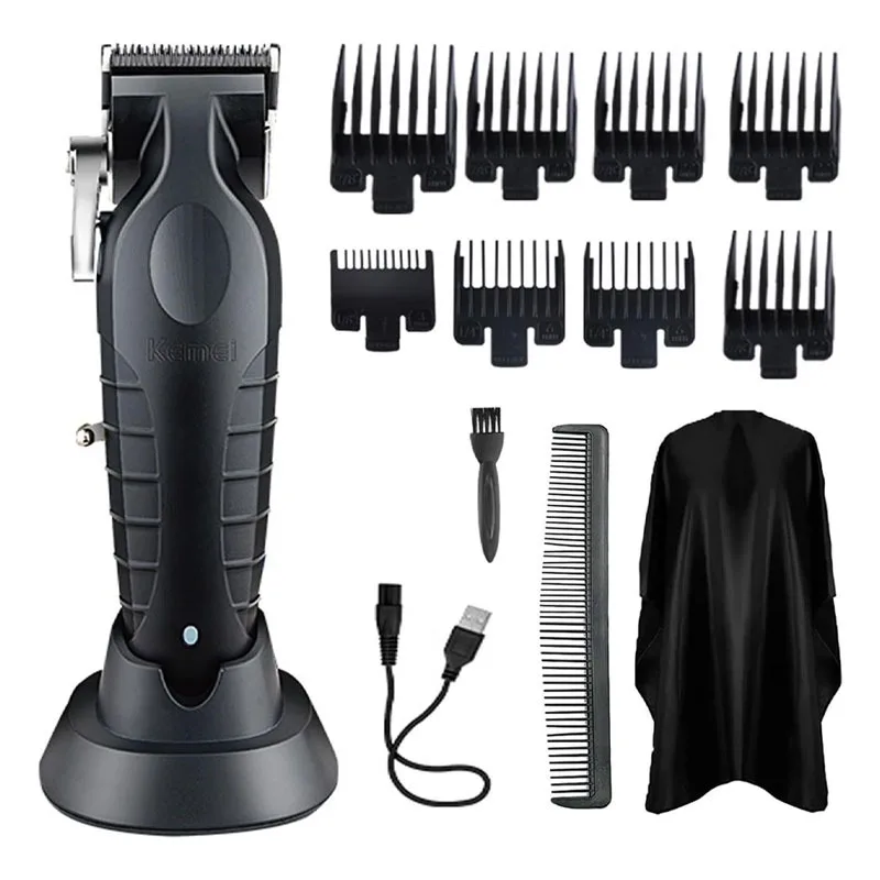 km 2296 Профессиональные аккумуляторные машинки для стрижки волос для мужчин, аккумуляторные триммеры для волос / бороды с основанием, регулируемая машина для стрижки