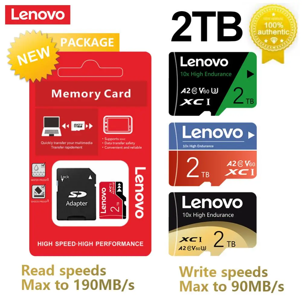 Lenovo SD / TF Карта флэш-памяти 2 ТБ Micro TF SD Карта A2 Mini SD Карта памяти V60 SD Водонепроницаемая для телефонов Дрон Быстрая доставка