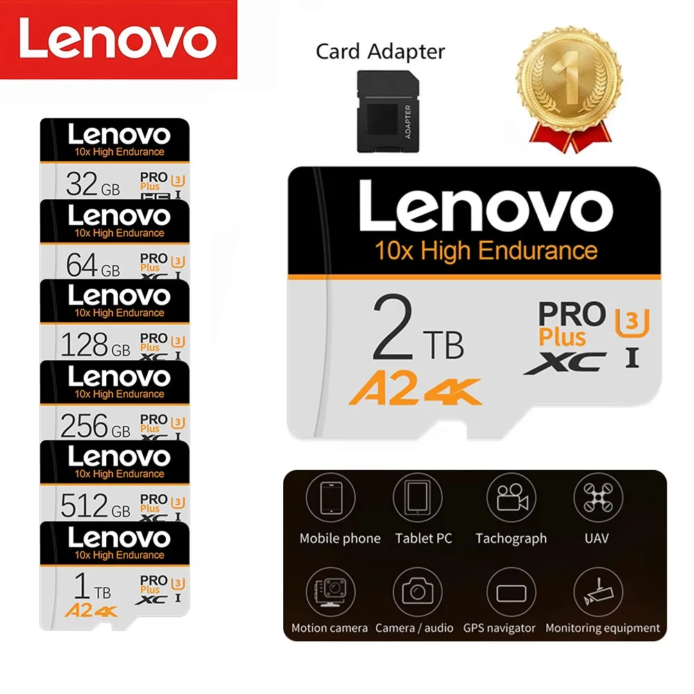 Lenovo Ultra A2 1 ТБ флэш-памяти SD-карта 256 ГБ 2 ТБ SD-карта памяти 128 ГБ UHS-III Micro TF/SD карта 128 ГБ для камеры/видеорегистратора/дрона