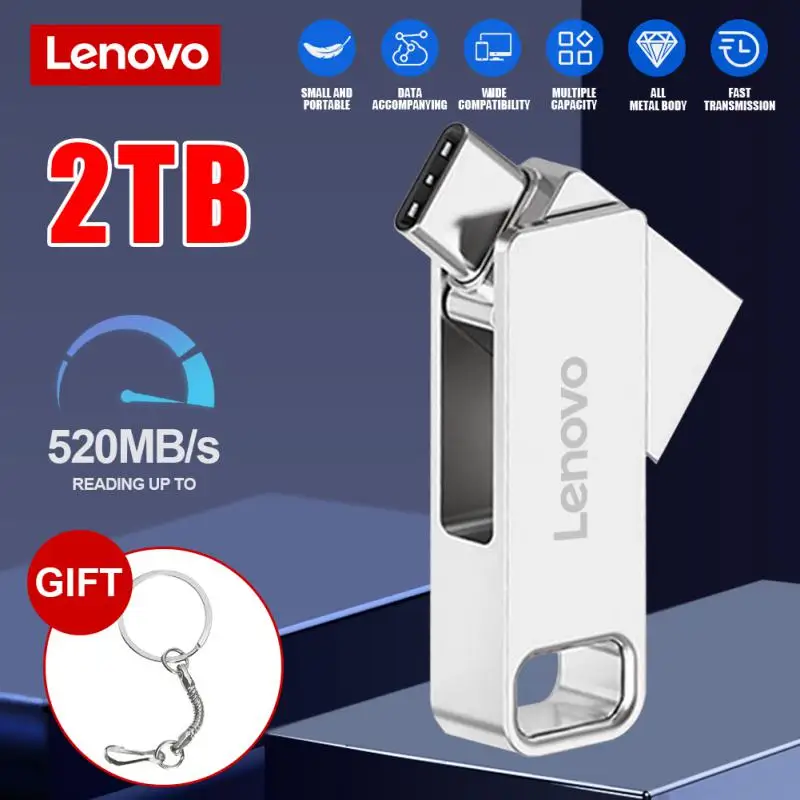 Lenovo USB Flash Drive 2 ТБ Память 2 ТБ 1 ТБ 1 ТБ 128 ГБ OTG Type C Флеш-накопитель 512 ГБ Мобильные накопители USB Воспоминания Персонализированные идеи подарков
