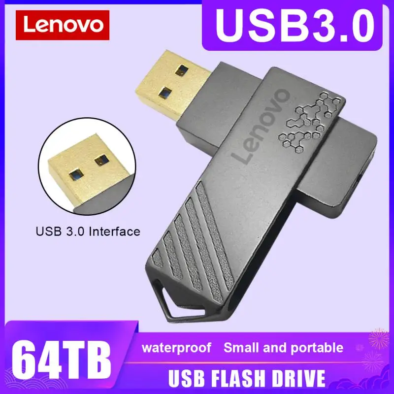 Lenovo USB Flash Drive Портативный флэш-накопитель USB 3.0 64 ТБ 16 ТБ 4 ТБ 2 ТБ Высокоскоростной флэш-диск 128 ГБ USB Память Подарок Пользовательский логотип