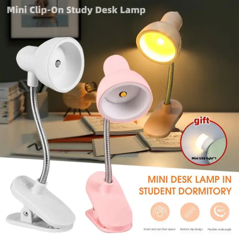  Mini Book Light Лампа для чтения Mini Clip-On Study Table Lamp Гибкая прикроватная настольная лампа с питанием от батареи Лампы освещения LED