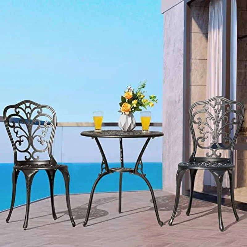  Nuu Garden 3 шт. Набор столов для бистро на открытом воздухе, всепогодный литой алюминиевый стол для патио Набор бистро для патио Стол и стулья