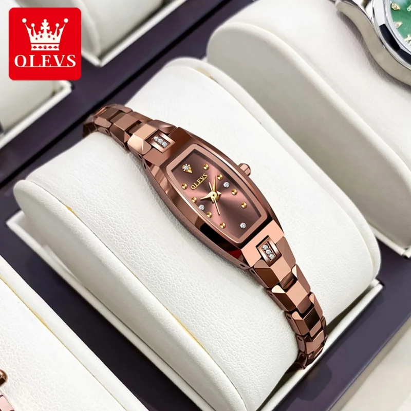 OLEVS 5501 Женские часы Вольфрамовые часы из розового золота Водонепроницаемые 30-метровые цветные женские часы