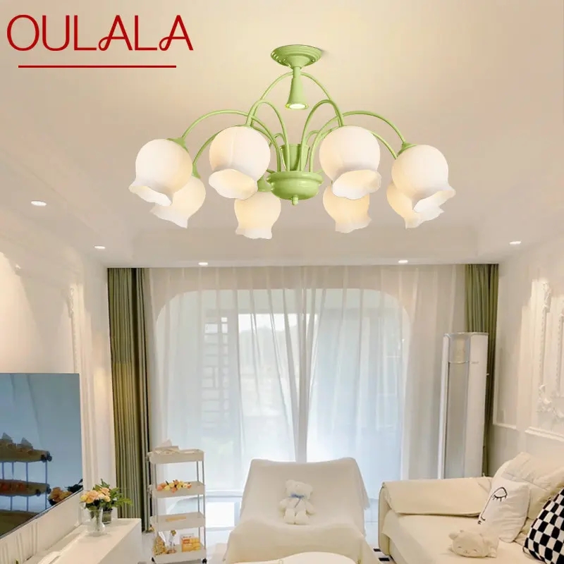 OULALA Зеленый подвесной потолочный светильник Светодиодный креативный дизайн ароматерапевтической свечи Подвесная люстра для домашней спальни