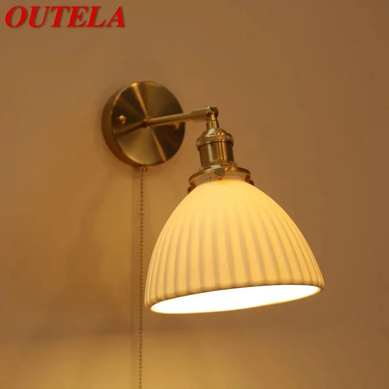 OUTELA Nordic Латунный настенный светильник Прикроватная лампа для гостиной и спальни Современный настенный светильник для коридора прихожей
