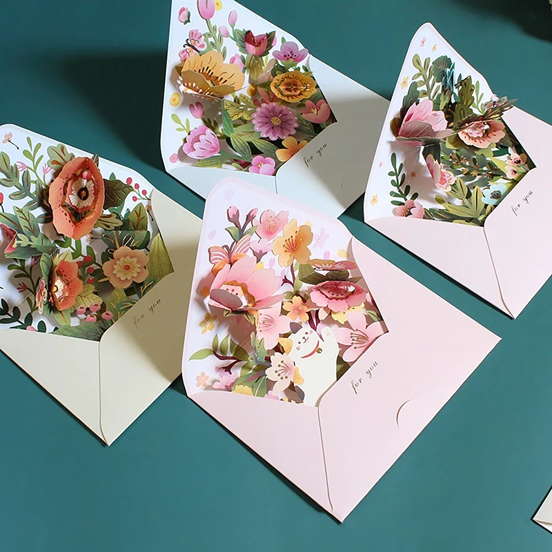 Party Свадебные украшения Креативные подарки для девочек Романтический цветок на день рождения Рождественская открытка 3D всплывающие поздравительные открытки Набор открыток Открытка