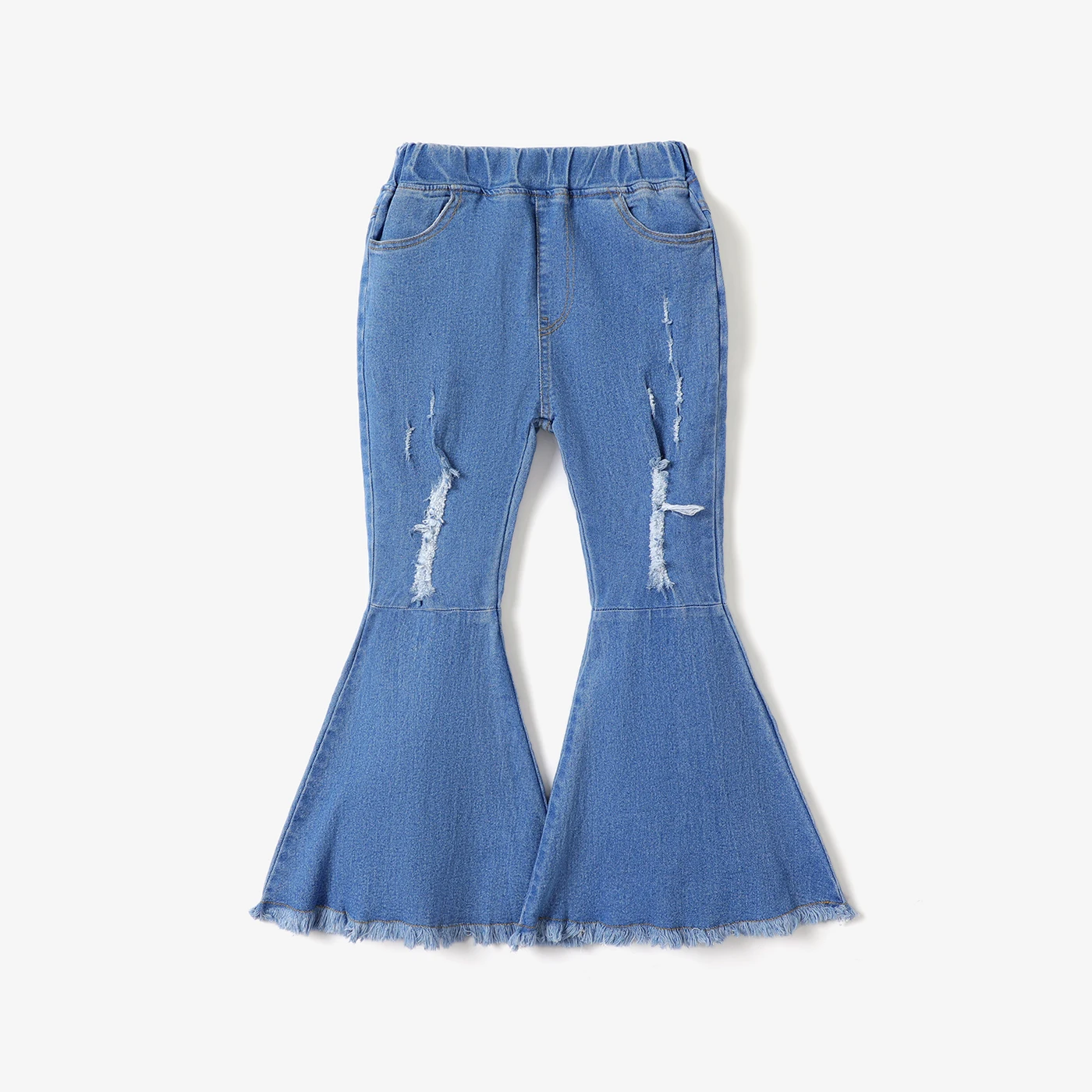 PatPat Kid Girl Рваные джинсы-клеш с необработанным подолом