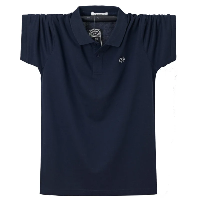 Plus Размер M-6XL Мужчины Рубашка-поло с коротким рукавом Лето Хлопок Классический лацкан Деловые повседневные топы Мода Вышивка Эластичная одежда