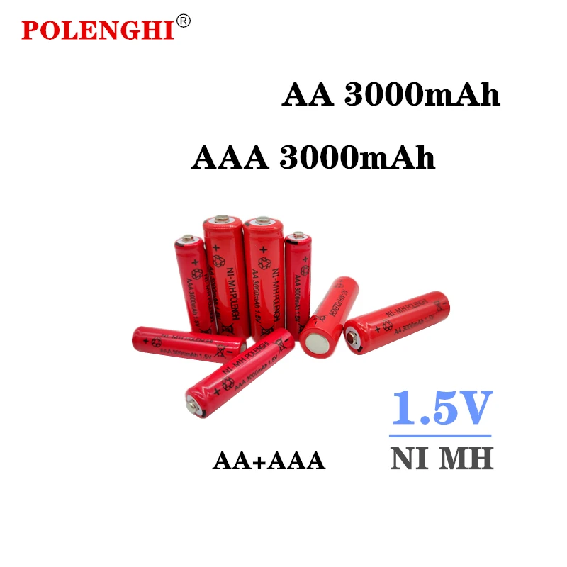 POLENGHI 2-40PCS 1,5 В AAA 3000 мАч + 1,5 В AA 3000 мАч никелево-водородная предварительно заряженная батарея, используемая для компьютерных микрофонных игрушек CMARA