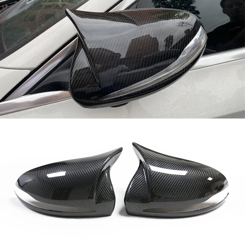 Real Carbon Fiber Car Ox Horn Боковой Зеркало заднего вида Крышка Крышка Крышка Отделка для Mercedes Benz C W205 E W213 S Class W222 GLC X253