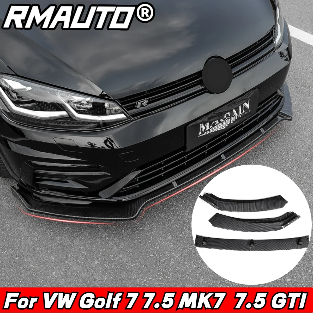 RMAUTO Углеродное волокно Авто Передний бампер Сплиттер Губа Диффузор Защитный Защита Для Volkswagen VW Golf MK7 7.5 GTI 2014-2020 Обвес