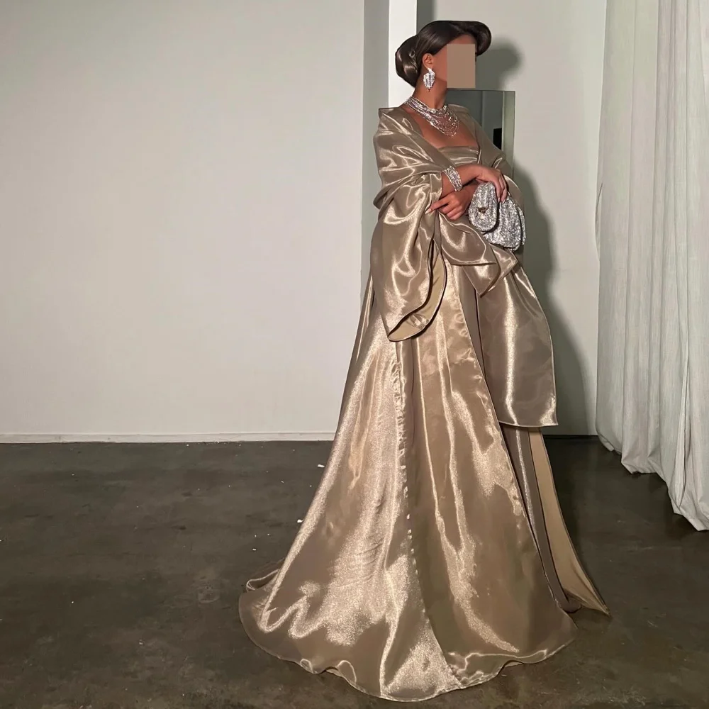 Serendipity فستان رسمي Сверкающее атласное А-образное платье без бретелек Элегантное коктейльное выпускное платье для женщин 2024