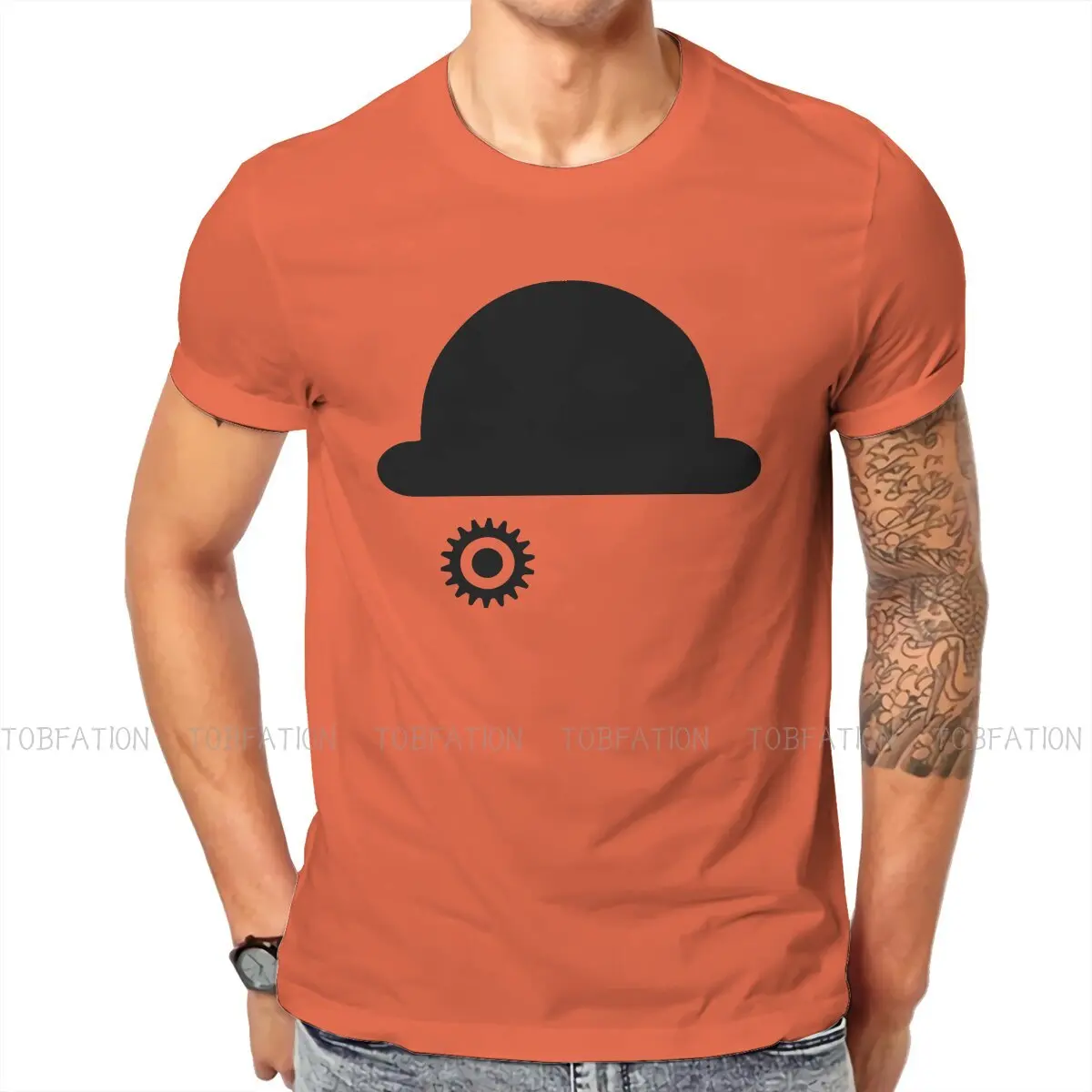SIGN TShirt Для Мужчин Заводной Оранжевый Camisetas Модная футболка Homme Print Fluffy