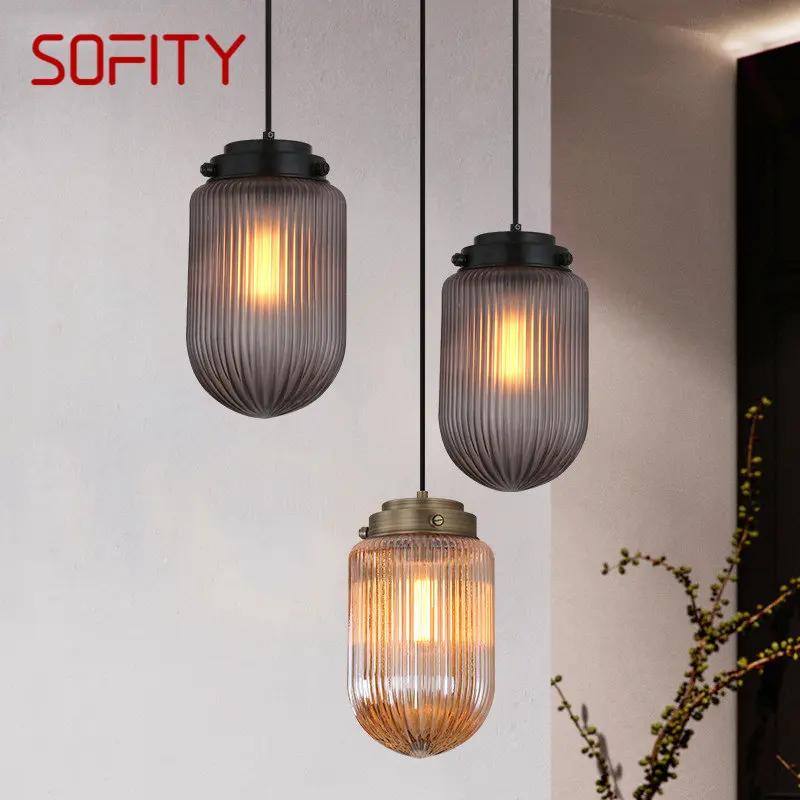 SOFITY Nordic Светодиодные подвесные светильники Промышленные креативные просто дизайнерские стеклянные подвесные светильники для домашней спальни