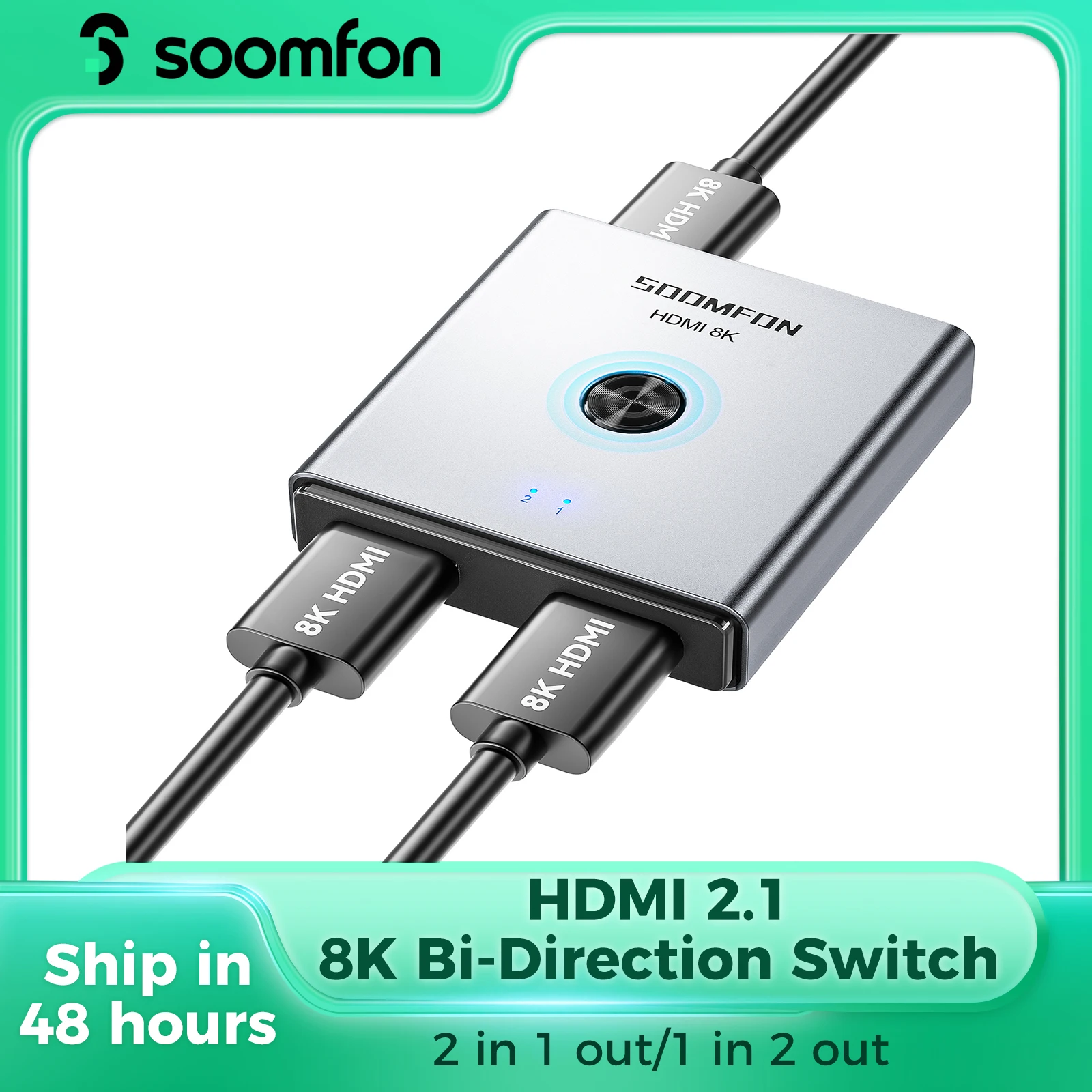 SOOMFON HD 8K HDMI2.1 Переключатель Разветвитель Двунаправленный 4K@120Hz 8K@60Hz HDMI Переключатель для ТВ-приставки Проектор PS5/4 Xbox
