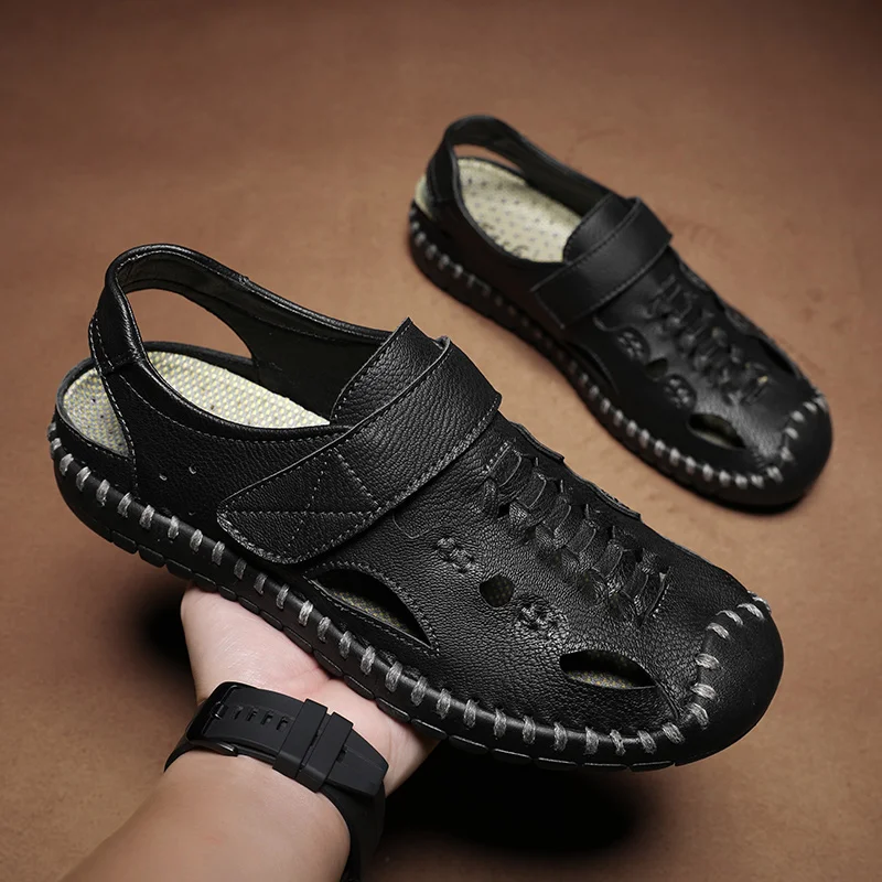 Summer Hollow Out Wading Повседневные сандалии для мужчин 2023 Новая спортивная обувь Baotou Мужские сандалии для вождения папы для мужчин Сандалии с мягкой подошвой