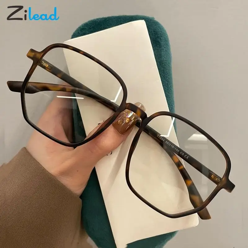 Zilead Сверхлегкие очки для близорукости Модные женщины Мужчины Большая квадратная оправа Близорукие очки Анти синий свет Прозрачные очки 0to-400