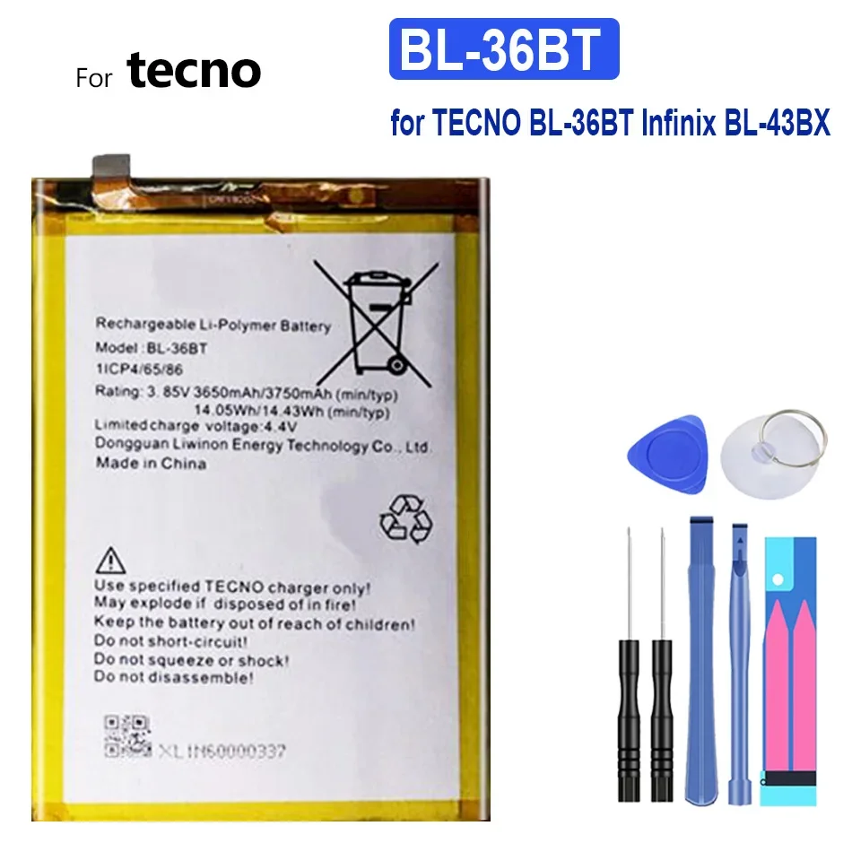 Аккумулятор мобильного телефона для TECNO BL36BT, для Infinix BL-43BX, 3750 мАч