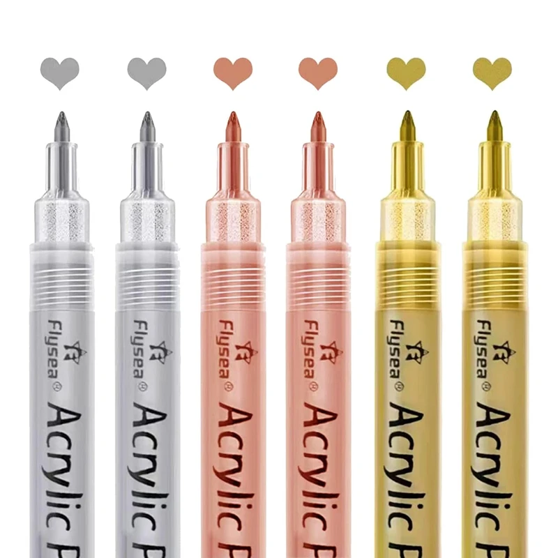 Акриловые ручки для рисования - золотые, серебряные и розовые золотые ручки, металлические маркеры, набор металлических ручек для краски на водной основе