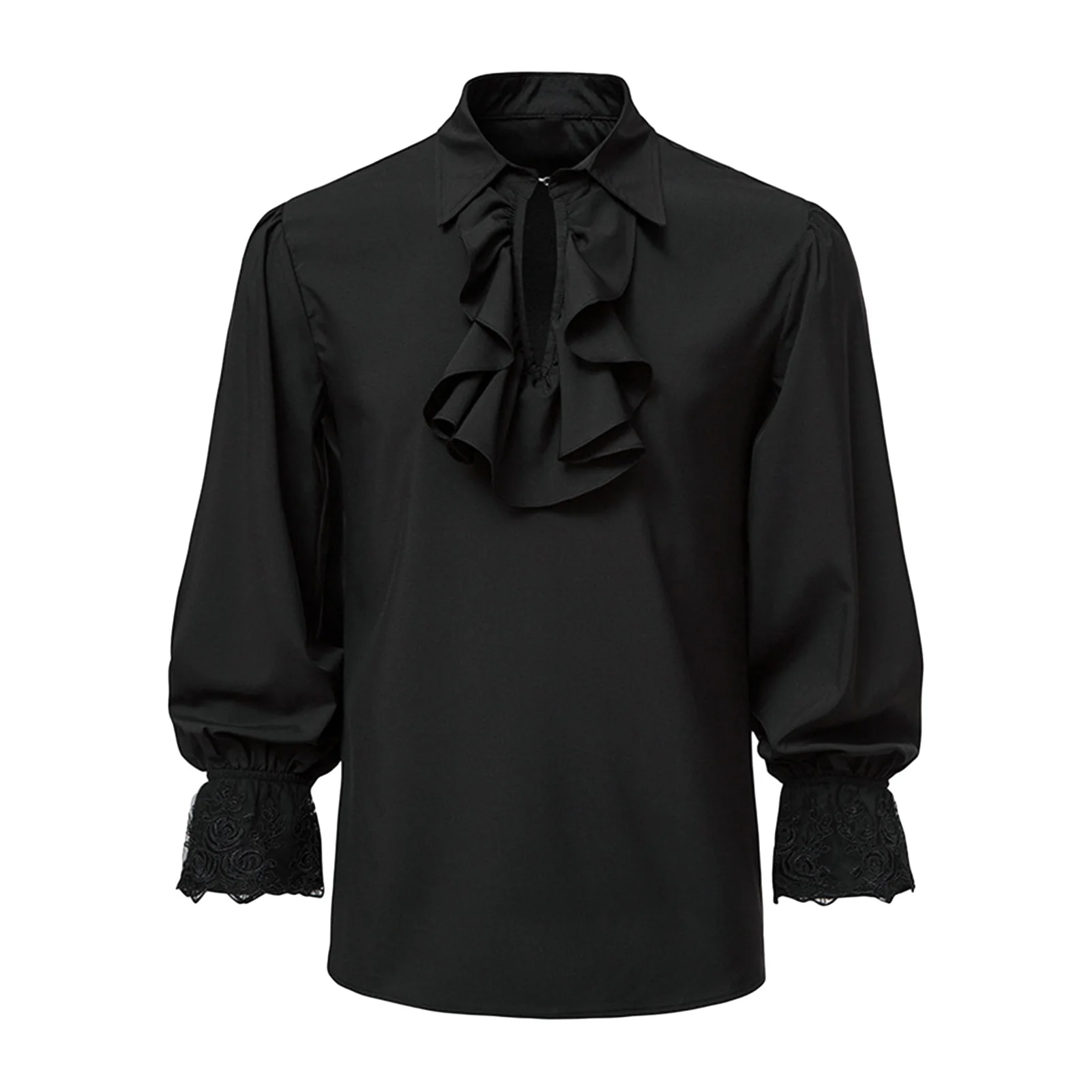 Аристократический костюм для косплея Пиратская рубашка эпохи Возрождения Мужская рубашка в стиле стимпанк Ретро Средневековая готика Мужская рубашка с кружевным воротником-стойкой с оборками