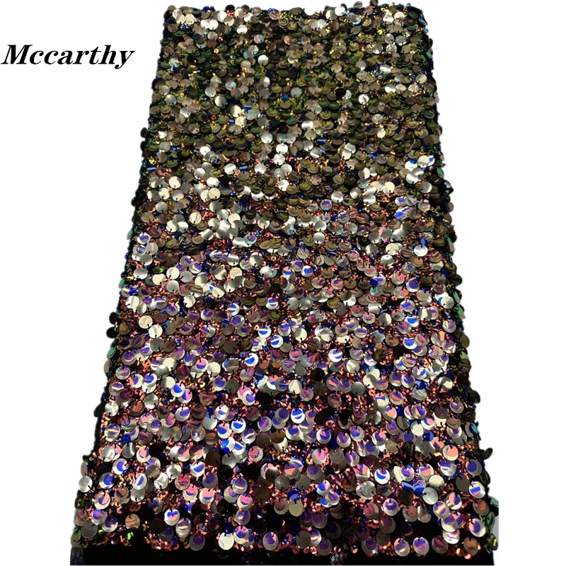 Африканская кружевная ткань 2024 с пайетками тюль вечерние платья для женщин вышивка французская мода сетчатые ткани ткань шитье 5 ярдов