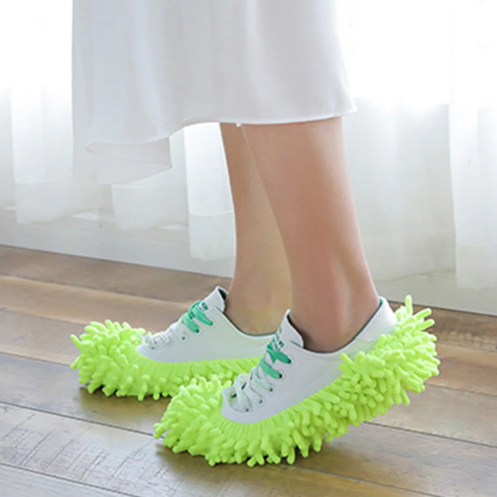  Беспроблемная уборка с пылью Чистка пола Тапочки Обувь Эластичный шнур Дизайн Синель Материал Зеленый цвет 6 шт.